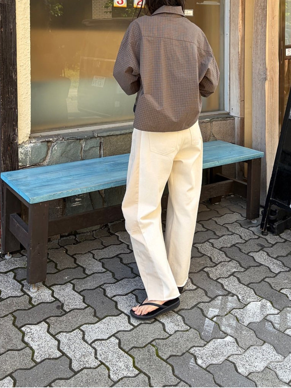Two-Tone Raw-Hem Barrel Pants
